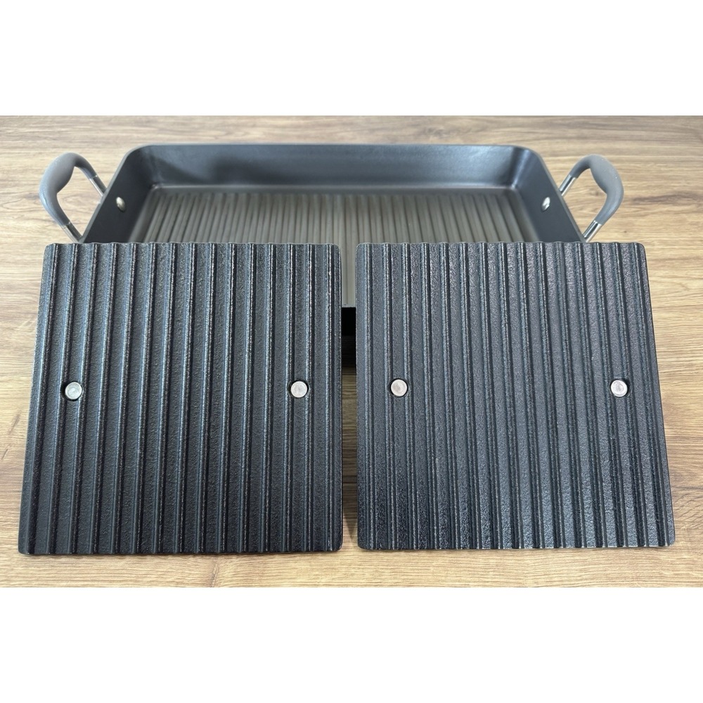 Pampered Chef Grill Pan Dual Burner Double Bacon Burger Panini Press Set 2924 - Picture 4 of 16